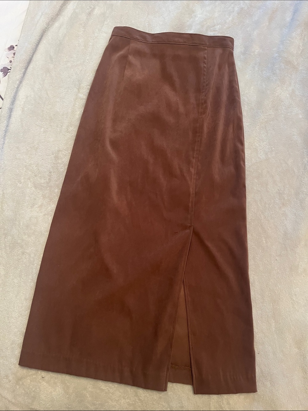 Jessica Chocolate Brown Midi Skirt with Front Slit
